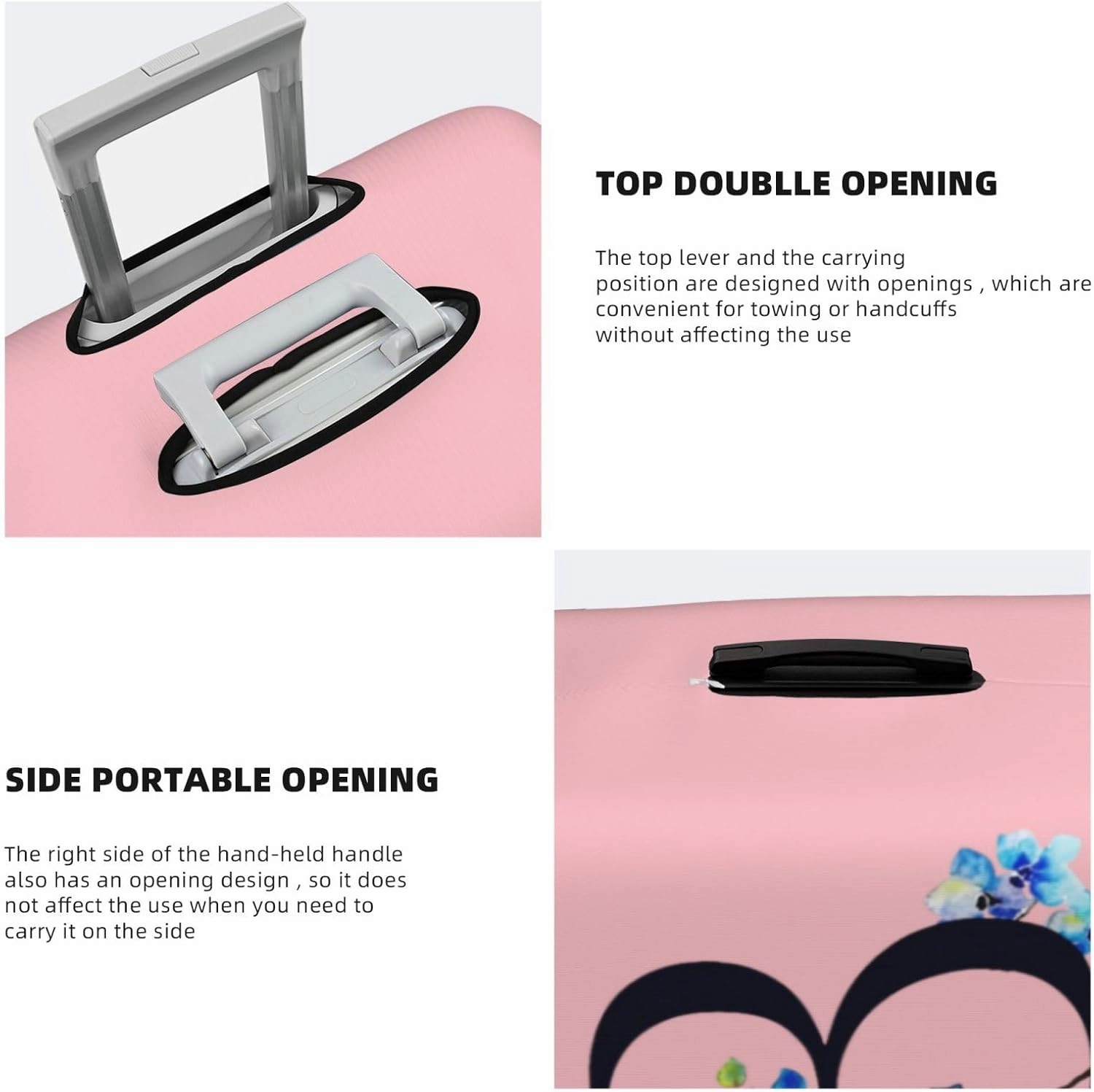 Luggage Cover Flower Letter B Pink Suitcase Protector fits 18-32inch Suitcase Cover Washable Dustproof with Concealed Zipper for Wheeled Suitcase LC111