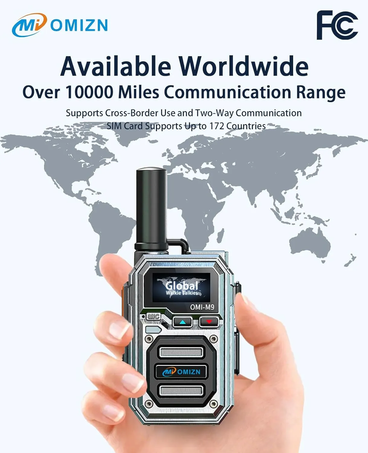 M9 Global Walkie Talkie with SIM Card Unlimited Range Cellular Network PoC Two Way Radios Long Range Nationwide 6800mAh AES256 Zinc Alloy IP54 Noise Reduction Type-C Charging 2 Pack