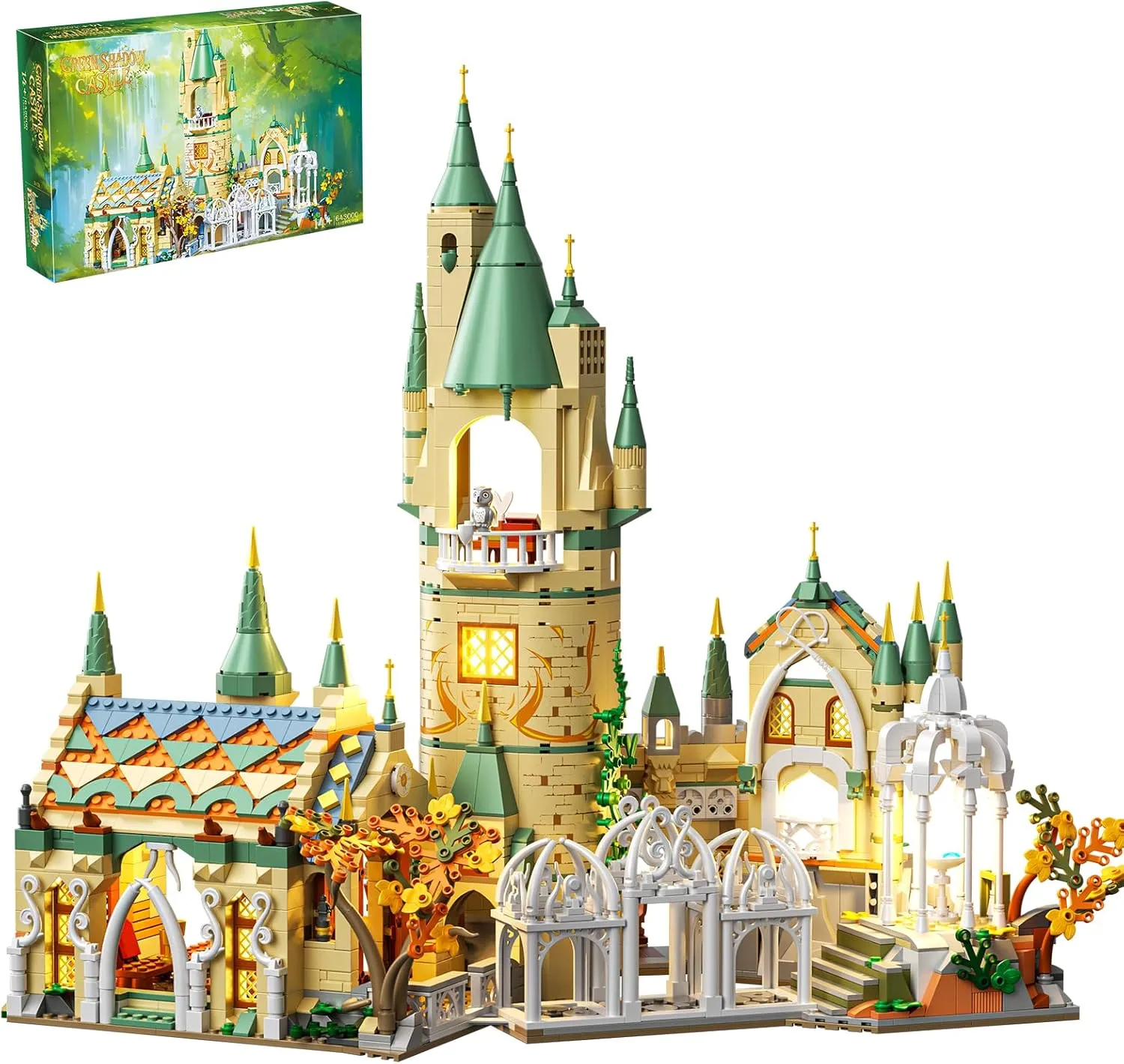 Magic Medieval Castle Architecture Building Block Sets with LED Lights Creative Ideals Gifts for 8  Boys Girls Adults (1555PCS)