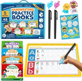 Magic Grooved Writing Practice for Kids - Grooved Handwriting Practice for Kids 5-7 8-10- Magic Copybooks for Kids Letter Tracing Books for Ages 3-5 - Preschool Learning Activities - Summer Toys