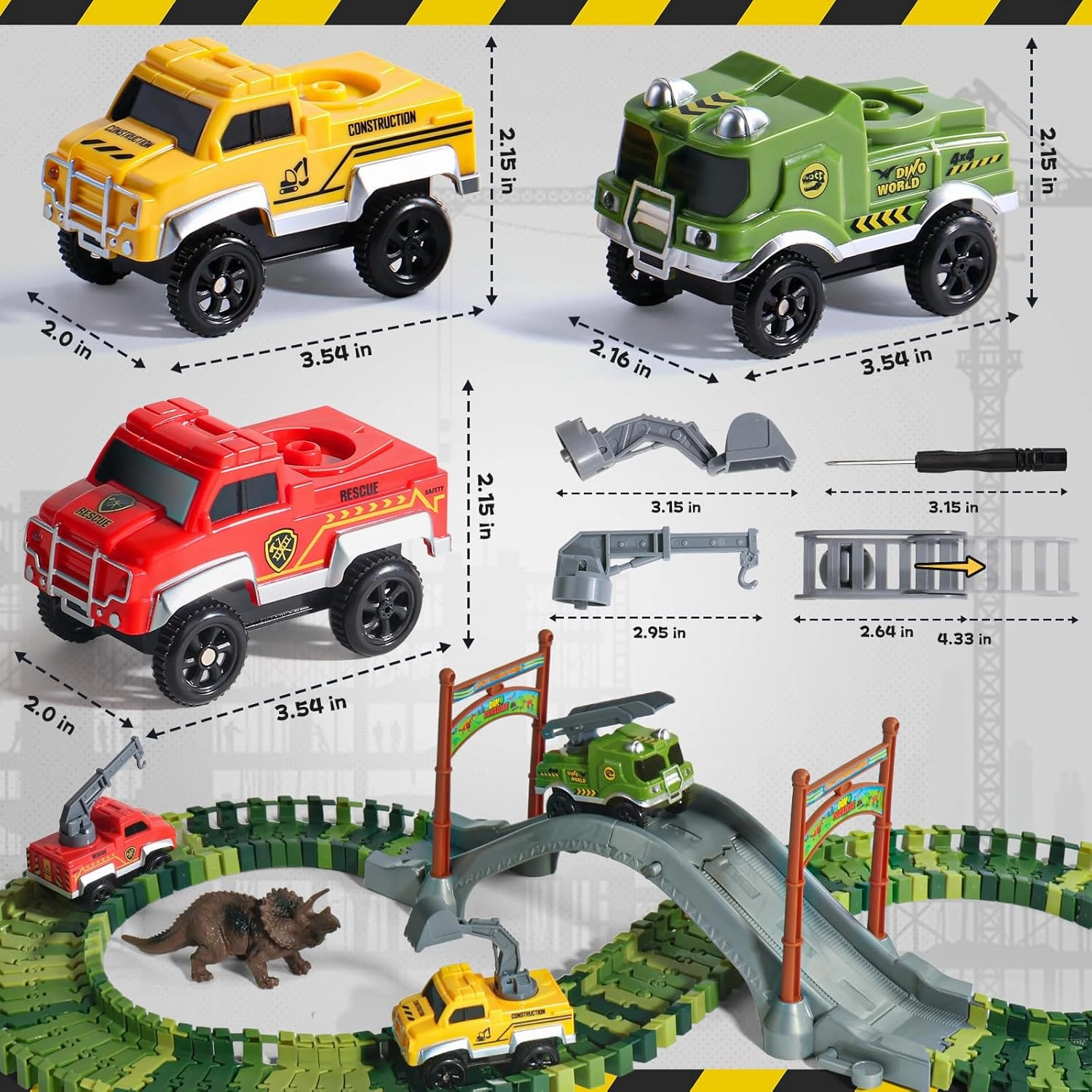 Magic Tracks Cars Only Replacement, Flexible Track Race Cars Glow in The Dark, LED Lights Up Toys Battery Magic Track Cars, LED Easter Toys for Boys Prize with Screwdriver (3 Pack)