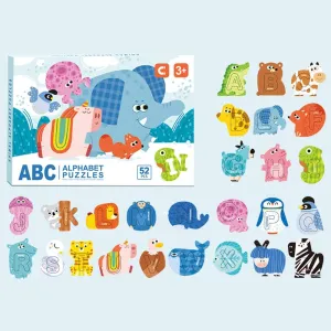 Magnetic ABC Animal Alphabet Puzzle, Children Cognitive Matching Magnetic Puzzle Educational Learning Toy for Kids 3 , Refrigerator Stickers Toys, 52 Pieces