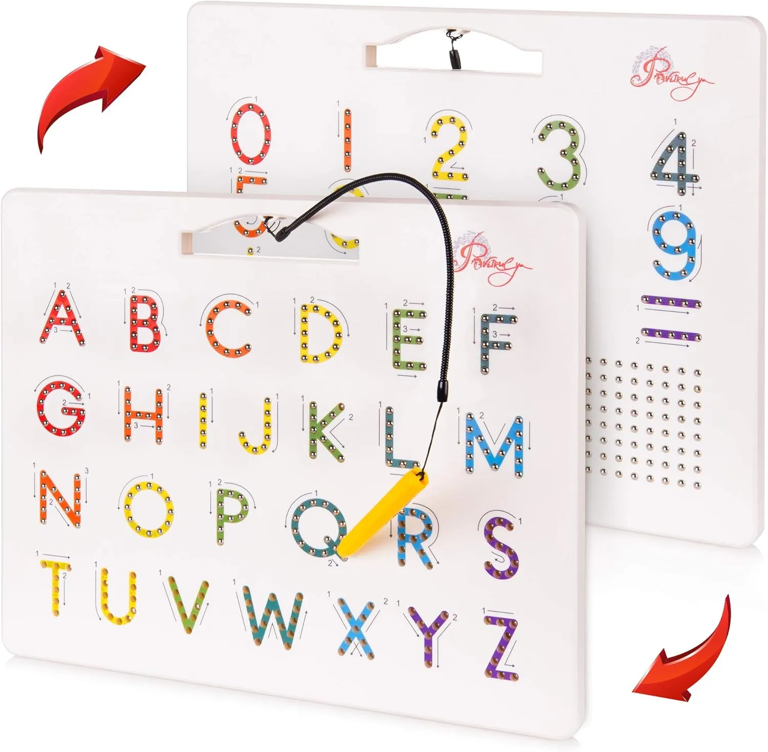 Magnetic Alphabet Tracing Board - double sided letters & numbers Magnetic Tracing Board, ABC magnets learn to write with magnetic pen, STEM toy letters learning, handwriting games, writing montessori