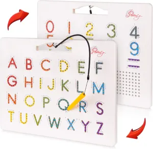 Magnetic Alphabet Tracing Board - double sided letters & numbers Magnetic Tracing Board, ABC magnets learn to write with magnetic pen, STEM toy letters learning, handwriting games, writing montessori