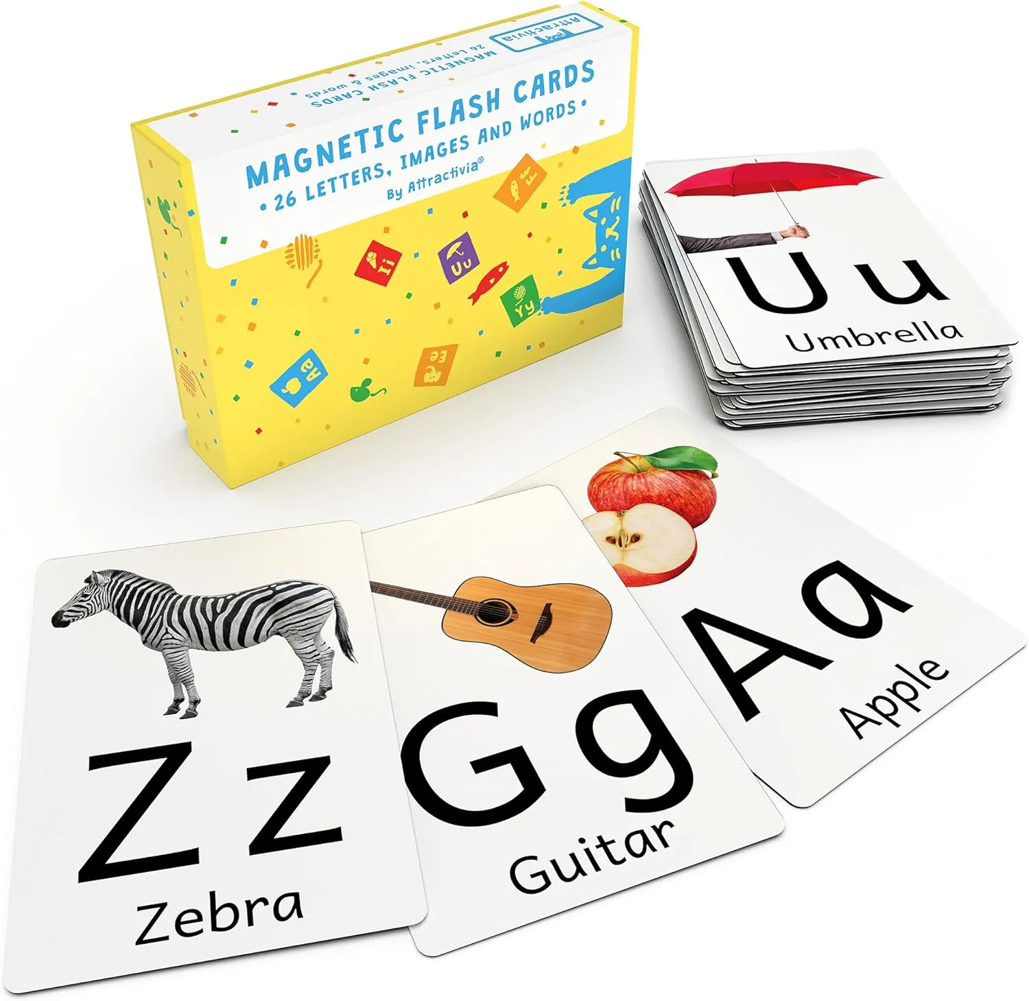 Magnetic Big Alphabet ABC Picture Flash Cards. 26 Sturdy Large Letters with First Words for Toddlers, Preschool and Kindergarten