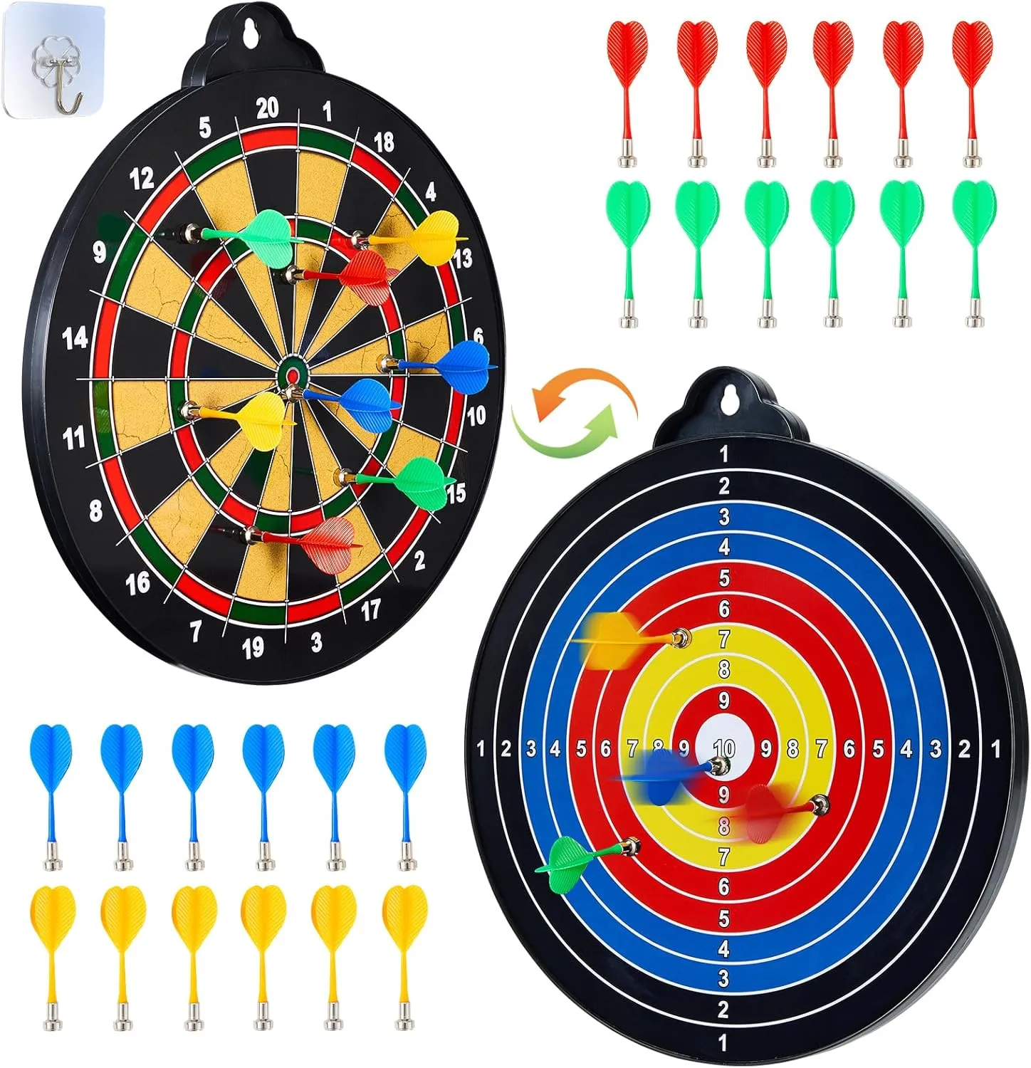 Magnetic Dart Board - 12Magnetic Darts 12Sticky Balls Or 2 Toy Gun 40 Foam Dart,Fun for Family Game and Party with Friends, Christmas Birthday Gifts Toys for 3-12 Year Old Boys