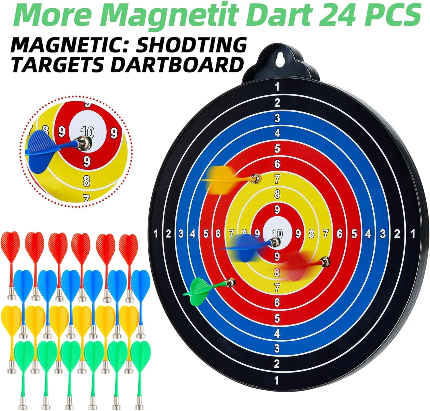 Magnetic Dart Board - 12Magnetic Darts 12Sticky Balls Or 2 Toy Gun 40 Foam Dart,Fun for Family Game and Party with Friends, Christmas Birthday Gifts Toys for 3-12 Year Old Boys