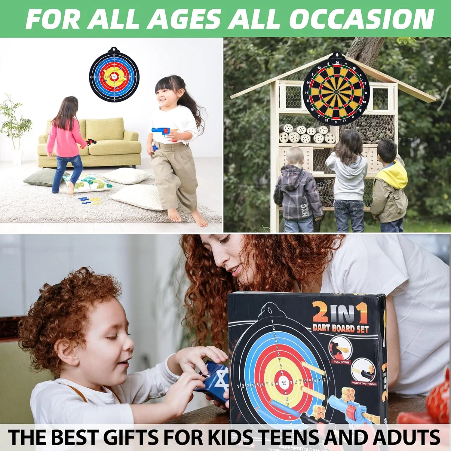 Magnetic Dart Board - 12Magnetic Darts 12Sticky Balls Or 2 Toy Gun 40 Foam Dart,Fun for Family Game and Party with Friends, Christmas Birthday Gifts Toys for 3-12 Year Old Boys