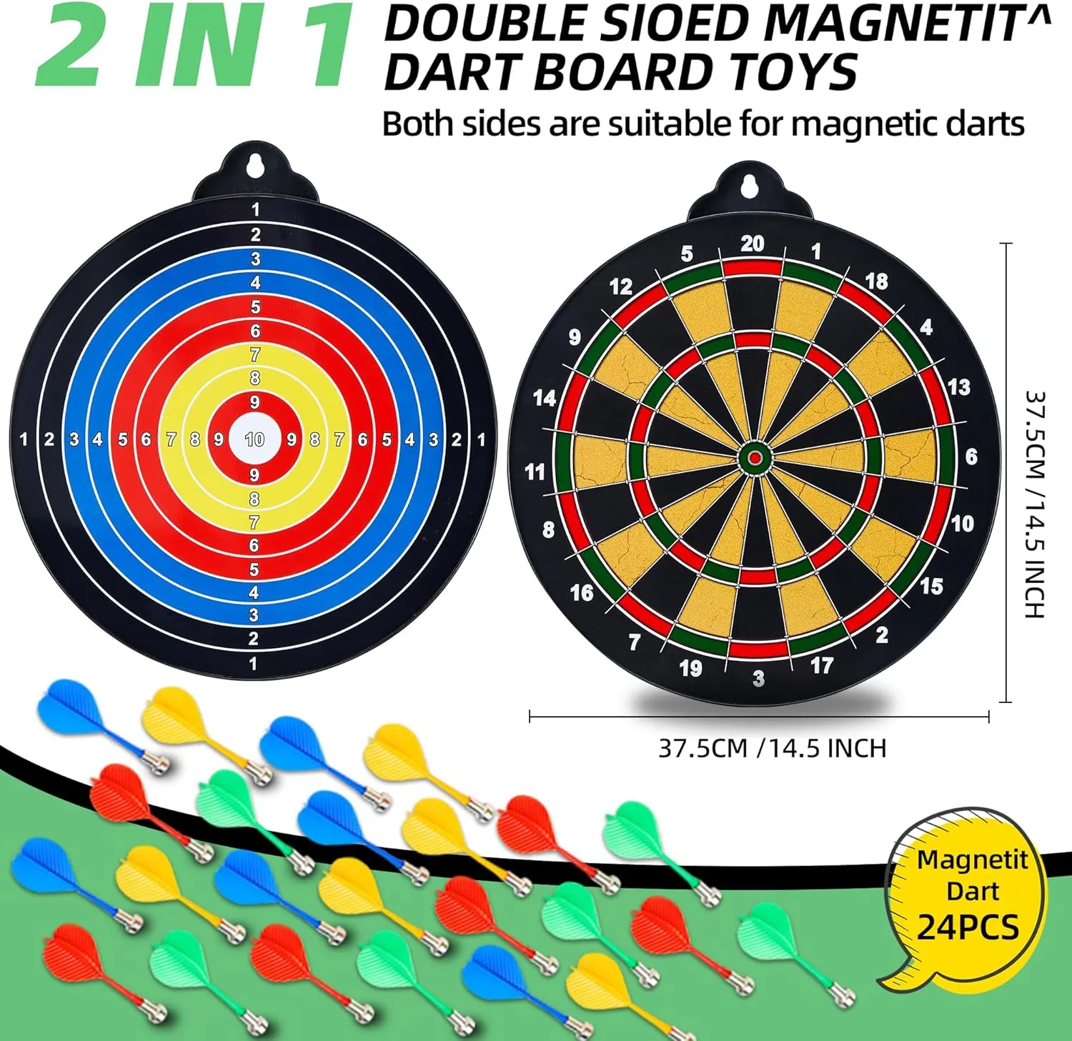 Magnetic Dart Board - 12Magnetic Darts 12Sticky Balls Or 2 Toy Gun 40 Foam Dart,Fun for Family Game and Party with Friends, Christmas Birthday Gifts Toys for 3-12 Year Old Boys