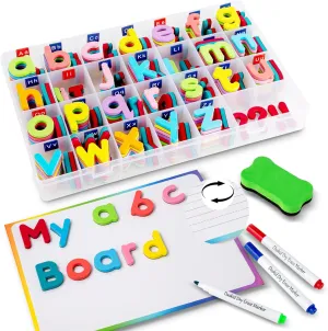 Magnetic Letters for Classroom Alphabet Letters Kit 234 Pcs with Double Side Whiteboards & Note Boards with Lines, Foam Alphabet Letters for Preschool Kids Toddler Spelling and Learning ABC & Colors