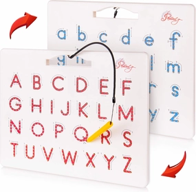 Magnetic Alphabet Tracing Board - double-sided upper & lower case Magnetic Drawing Board, ABC magnets for learn to write with magnetic pen, STEM toy letters learning, good for homeschooling
