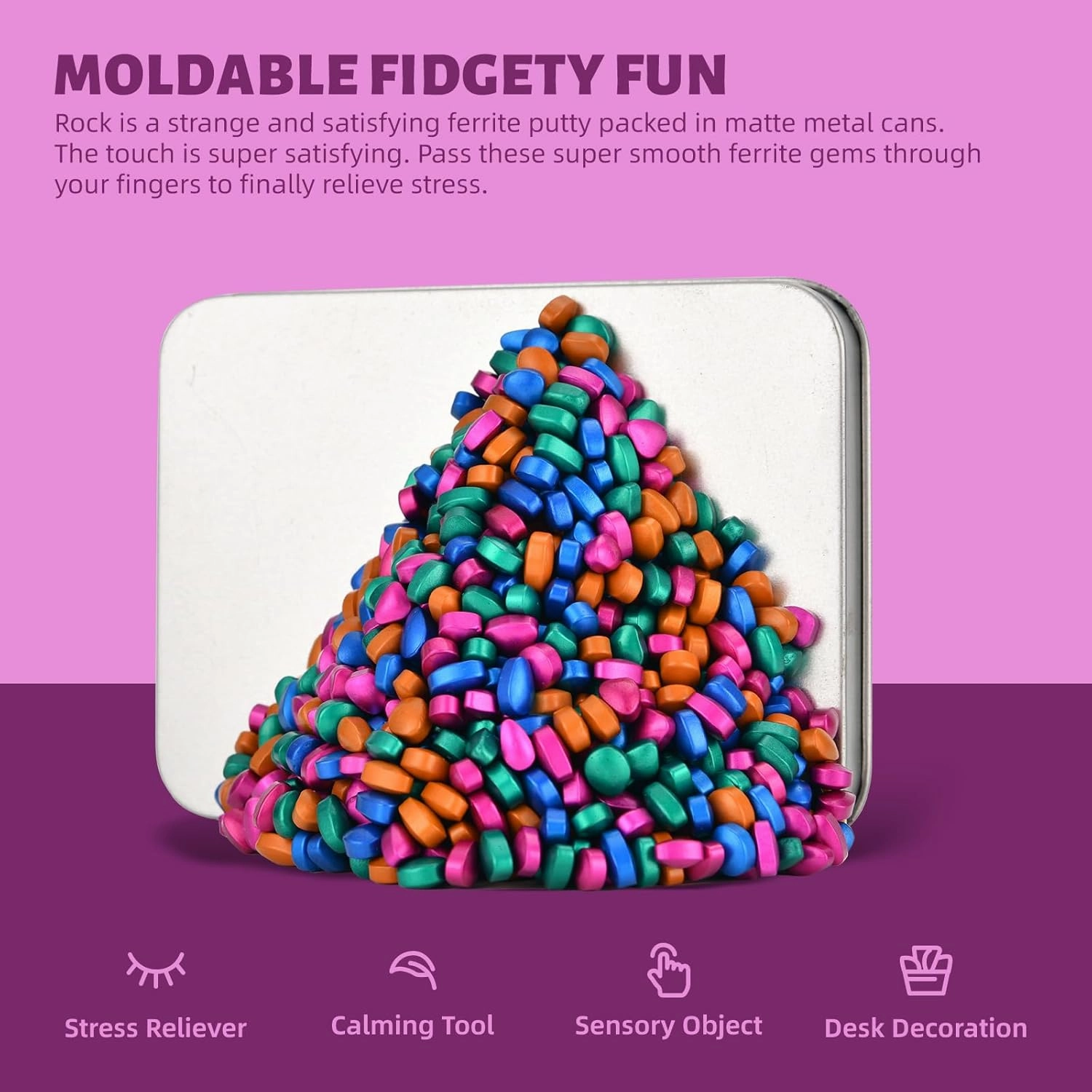 Magnetic Ferrite Putty Rocks,Multicolor More Than 600 Weak Magnetic Smooth Ferrite Pebbles, Magnet Rock Desk Toys and Time-Killer for Adults