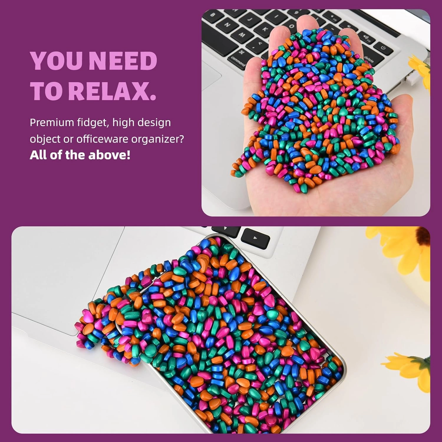 Magnetic Ferrite Putty Rocks,Multicolor More Than 600 Weak Magnetic Smooth Ferrite Pebbles, Magnet Rock Desk Toys and Time-Killer for Adults