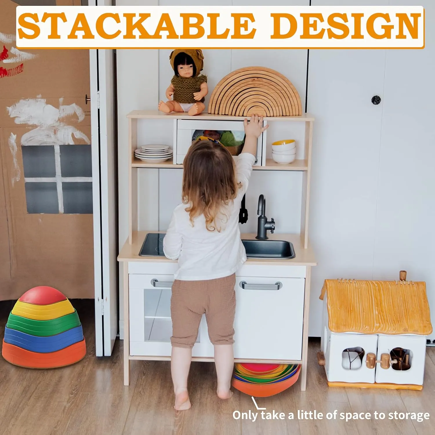 makarci Stepping Stones for Kids, 5pcs Non-Slip Plastic Balance Stones, Promoting Children's Coordination Skills Sensory Play Equipment, Toddler Toys for Age 3 4 5 6 7 8 Years