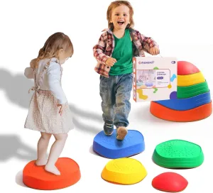 makarci Stepping Stones for Kids, 5pcs Non-Slip Plastic Balance Stones, Promoting Children's Coordination Skills Sensory Play Equipment, Toddler Toys for Age 3 4 5 6 7 8 Years