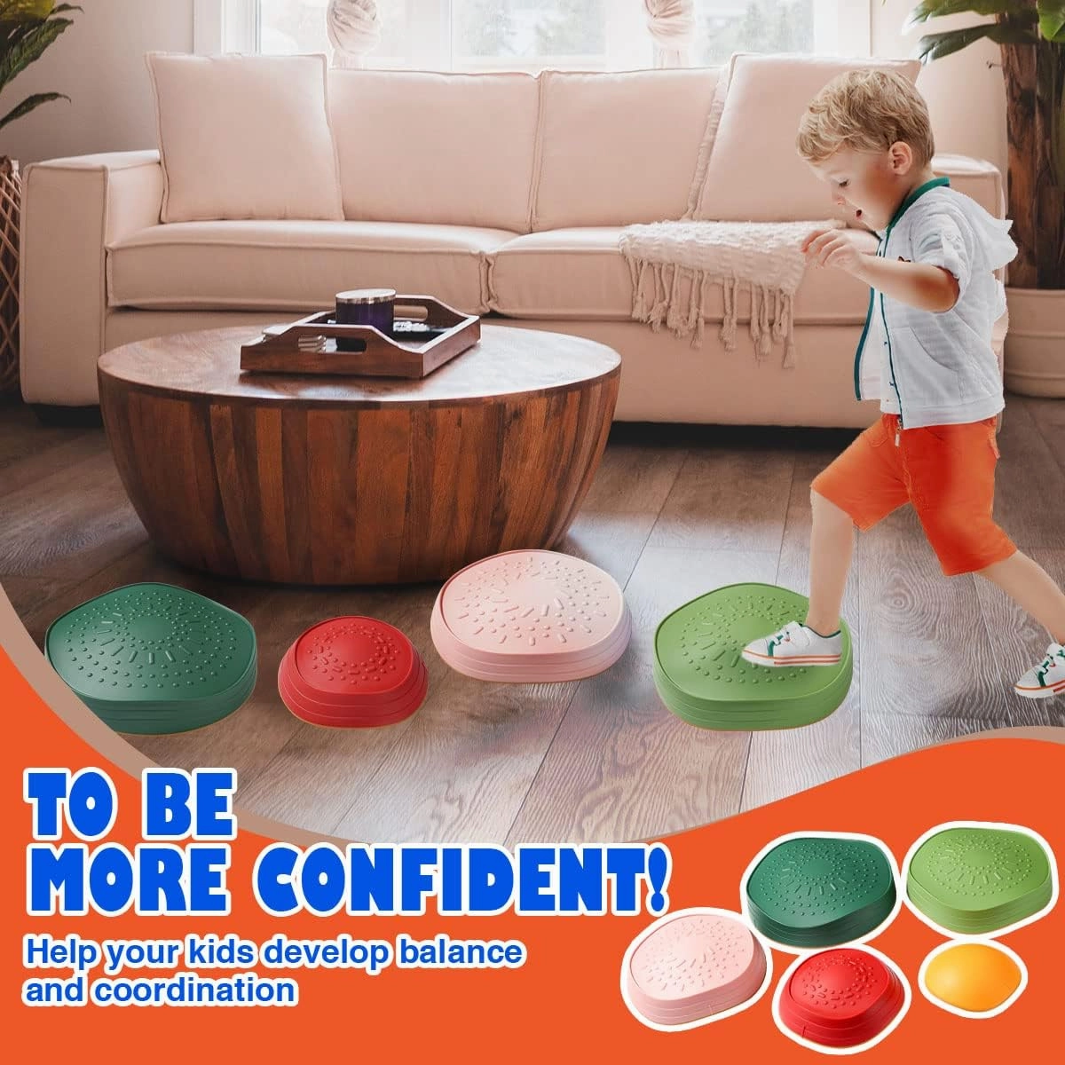 makarci Balance Stepping Stones for Kids, Non-Slip Toddlers Sensory Toys Outdoor or Indoor Play, Promoting Motor Skills and Confidence, Obstacle Course Coordination Toys for Children Age 3 4 5 6 7 