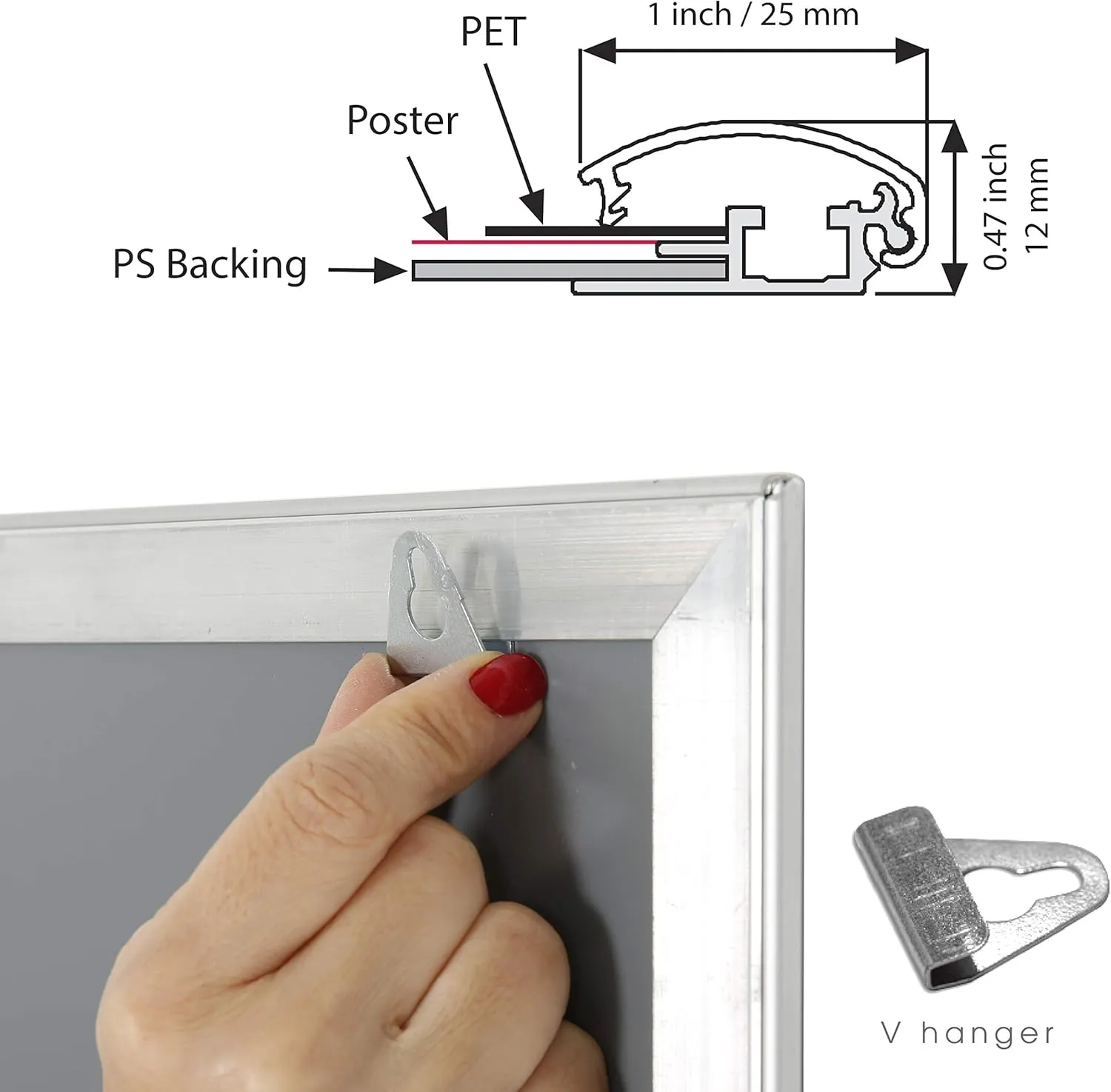 M&T Displays 8.5 x 11 Picture Frame, Front Loading Diploma Frame, Silver Color, 1" Profile Size, 20 Packs