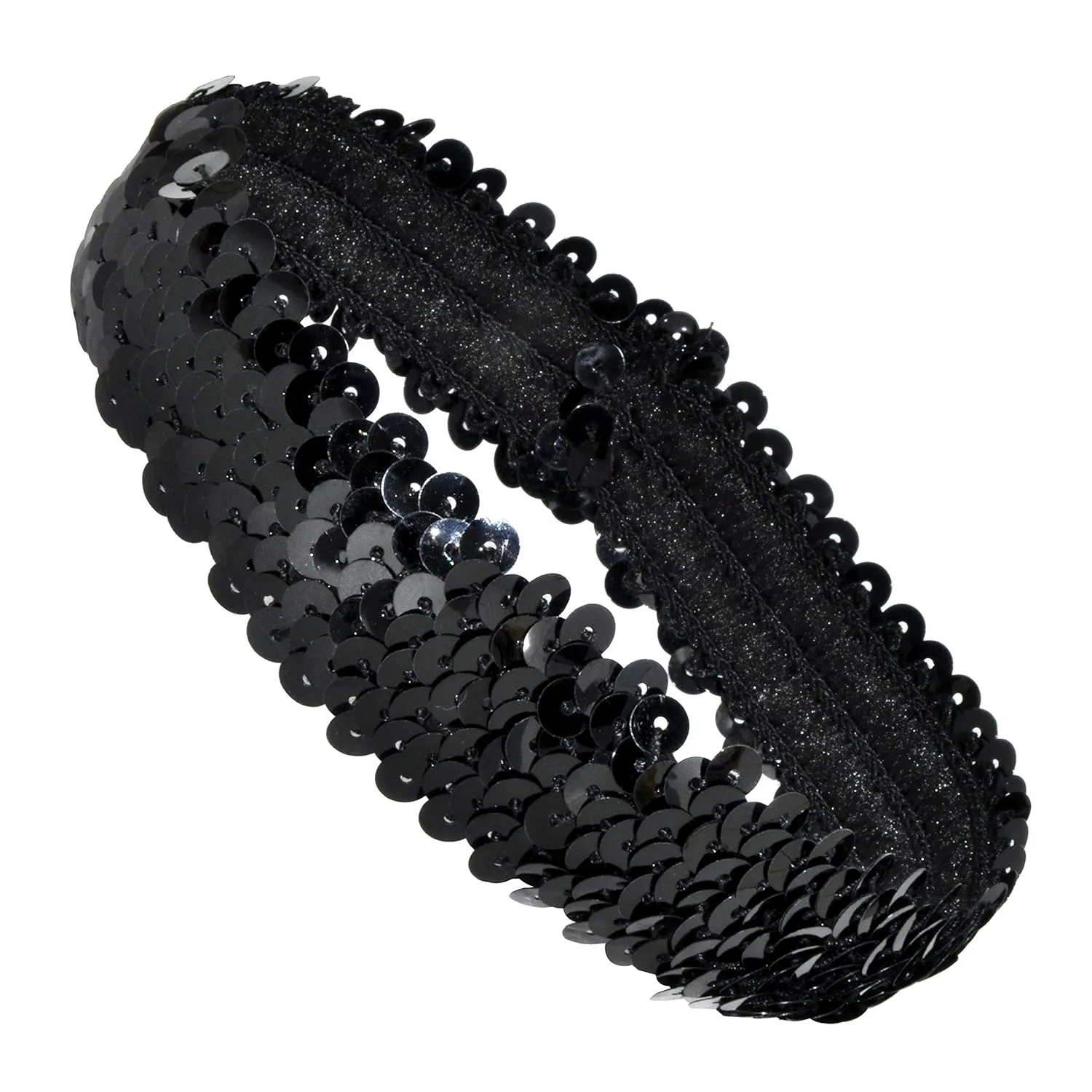 Mandala Crafts Black Sequins Headbands - 12 Elastic Sparkle Headbands for Women & Girls - Disco Accessories