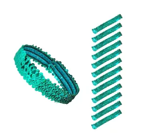 Mandala Crafts Green Sequins Headbands - 12 Elastic Sparkle Headbands for Women & Girls - Disco, Sports & Party Accessories