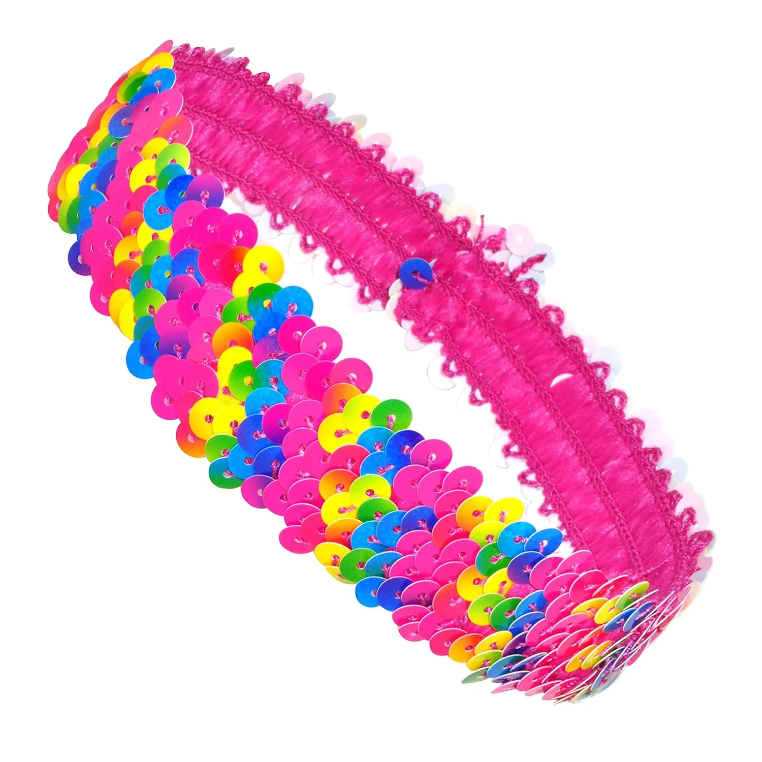 Mandala Crafts Rainbow Sequins Headbands for Women Girls - 12 Elastic Sparkle Disco Accessories, Glitter Bands