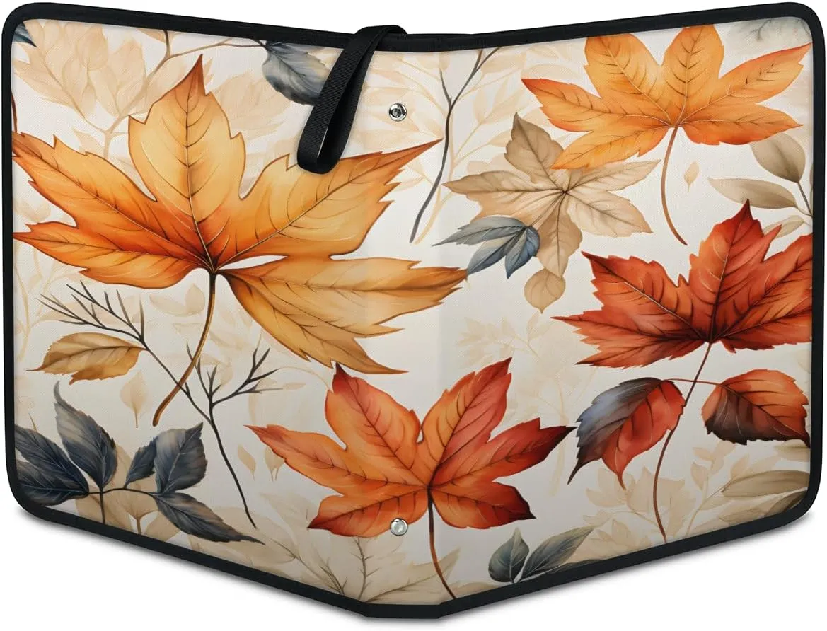 Maple Leaf Pattern 3 Ring Trading Zipper Binder Strap, Trading Card Binder 9 Pocket, 900 Pockets Card Holder with 50 Removable Sleeves for Game Cards