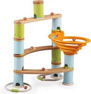 Marble Runs Building Toy, Bamboo Construction Toy Set with Ball, Simple Maze Toy Suitable for Age 4  Children