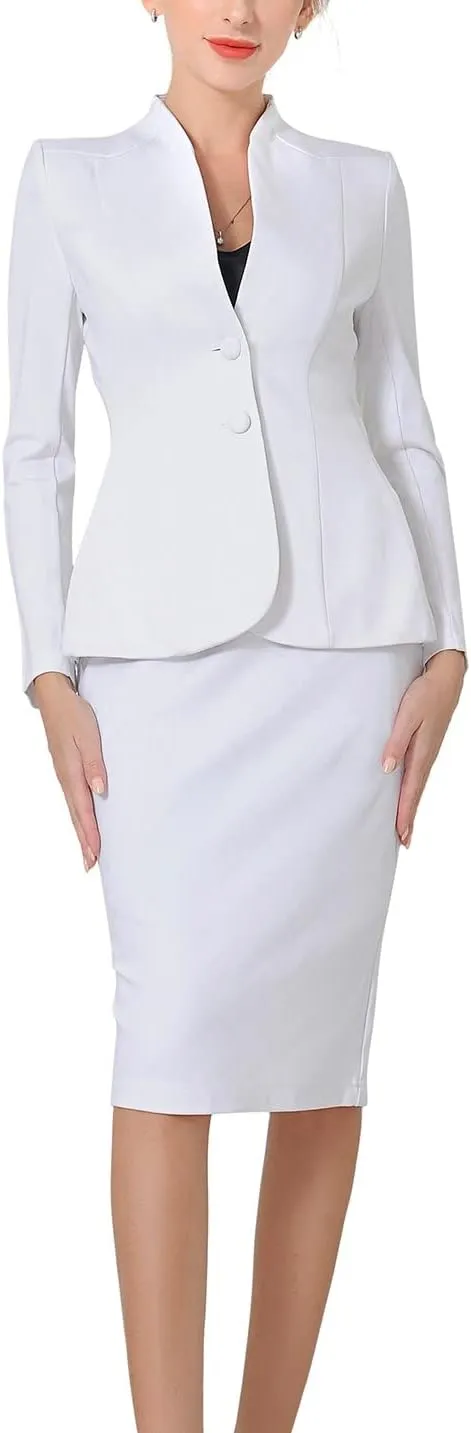 Marycrafts Women's Formal Office Business Work Jacket Skirt Suit Set