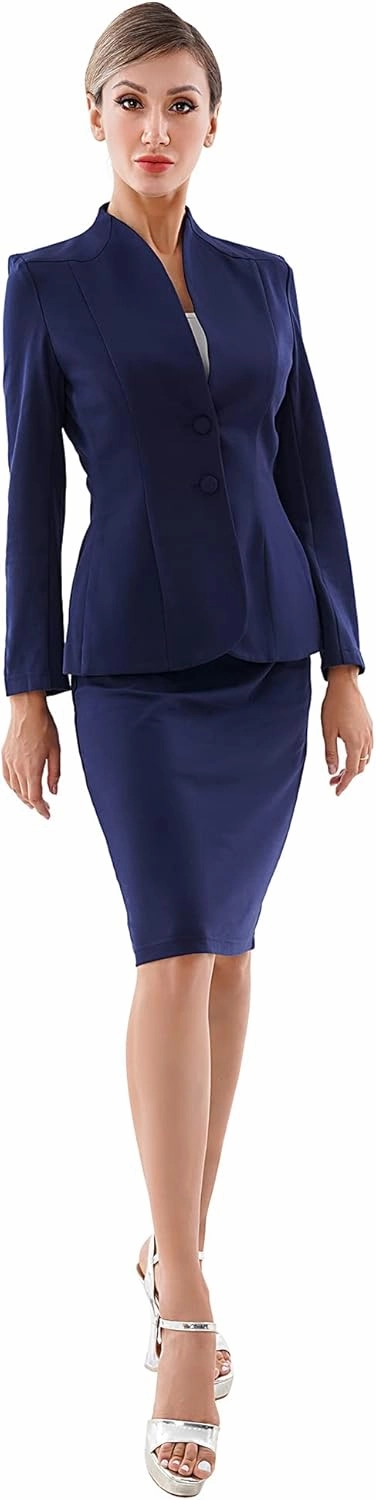 Marycrafts Women's Formal Office Business Work Jacket Skirt Suit Set