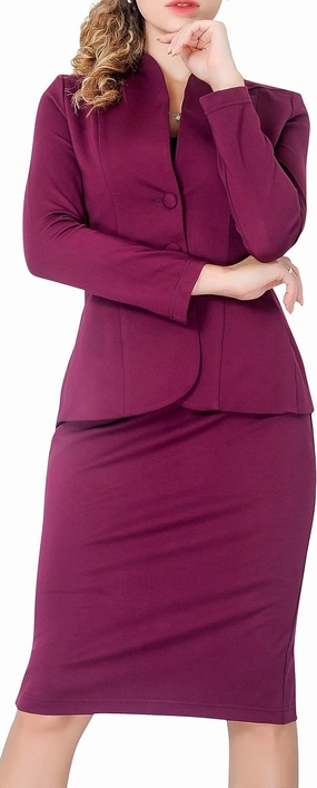Marycrafts Women's Formal Office Business Work Jacket Skirt Suit Set