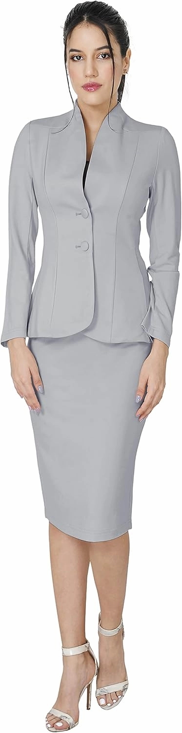 Marycrafts Women's Formal Office Business Work Jacket Skirt Suit Set