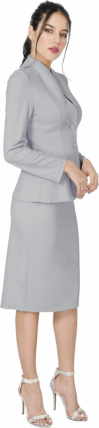 Marycrafts Women's Formal Office Business Work Jacket Skirt Suit Set