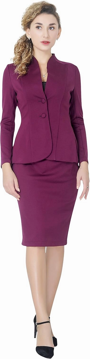 Marycrafts Women's Formal Office Business Work Jacket Skirt Suit Set