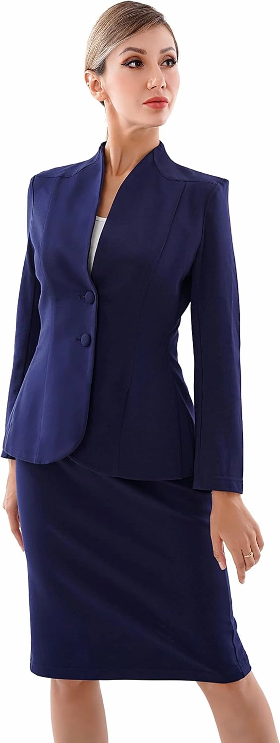 Marycrafts Women's Formal Office Business Work Jacket Skirt Suit Set