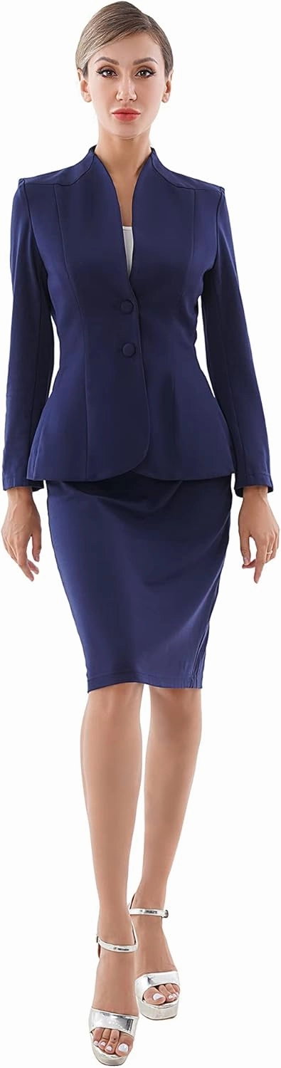 Marycrafts Women's Formal Office Business Work Jacket Skirt Suit Set