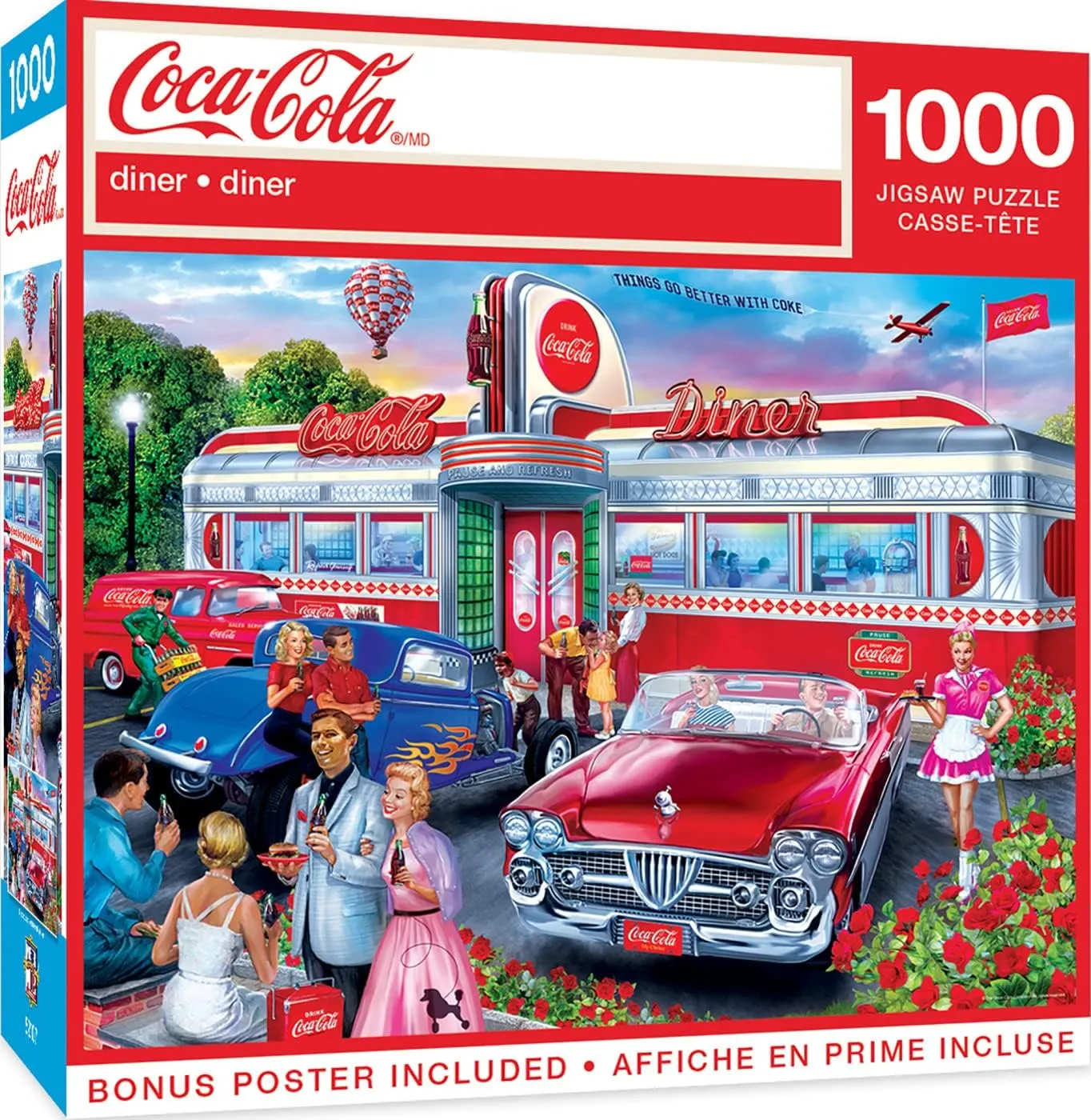Masterpieces 1000 Piece Jigsaw Puzzle for Adults and Families - Coca-Cola Diner - 19.25"x26.75"