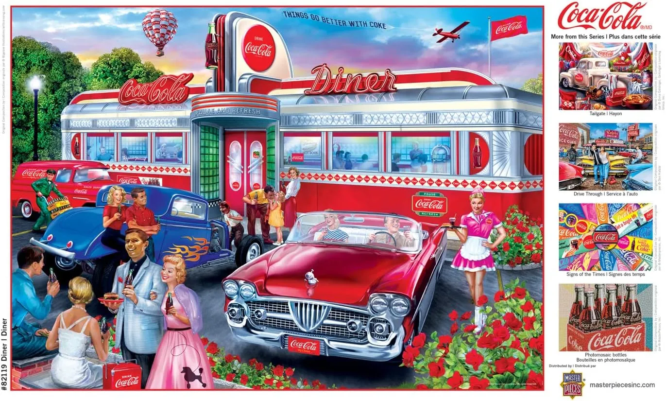 Masterpieces 1000 Piece Jigsaw Puzzle for Adults and Families - Coca-Cola Diner - 19.25"x26.75"