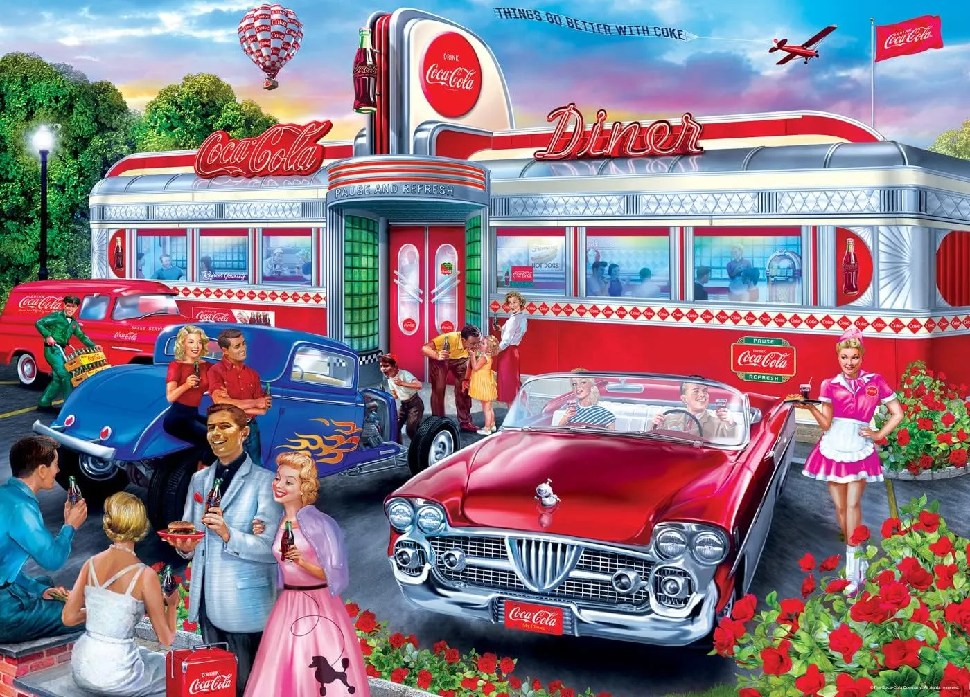 Masterpieces 1000 Piece Jigsaw Puzzle for Adults and Families - Coca-Cola Diner - 19.25"x26.75"