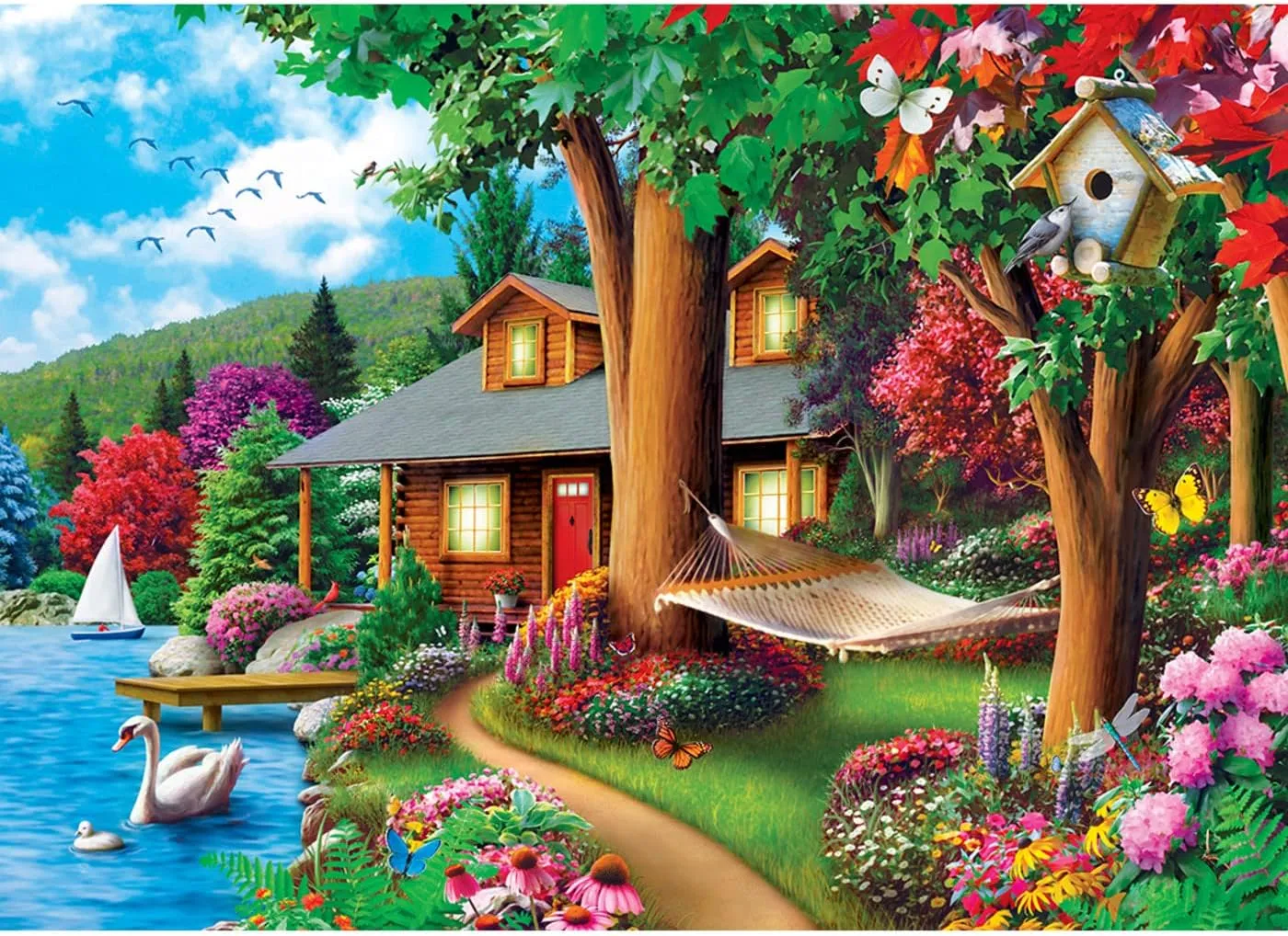 MasterPieces 1000 Piece Jigsaw Puzzle For Adults, Family, Or Kids - Around The Lake - 19.25"x26.75"
