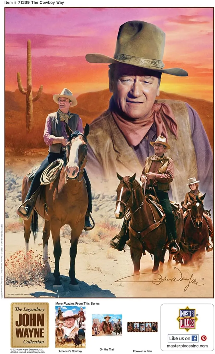 MasterPieces 1000 Piece John Wayne Jigsaw Puzzle for Adults, Family, Or Youth - The Cowboy Way - 19.25"x26.75"
