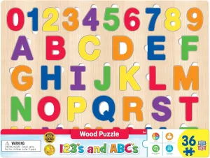 MasterPieces 44 Piece Jigsaw Puzzle for Kids - ABC 123 36pc Wood Puzzle - 16.5"x11.8"