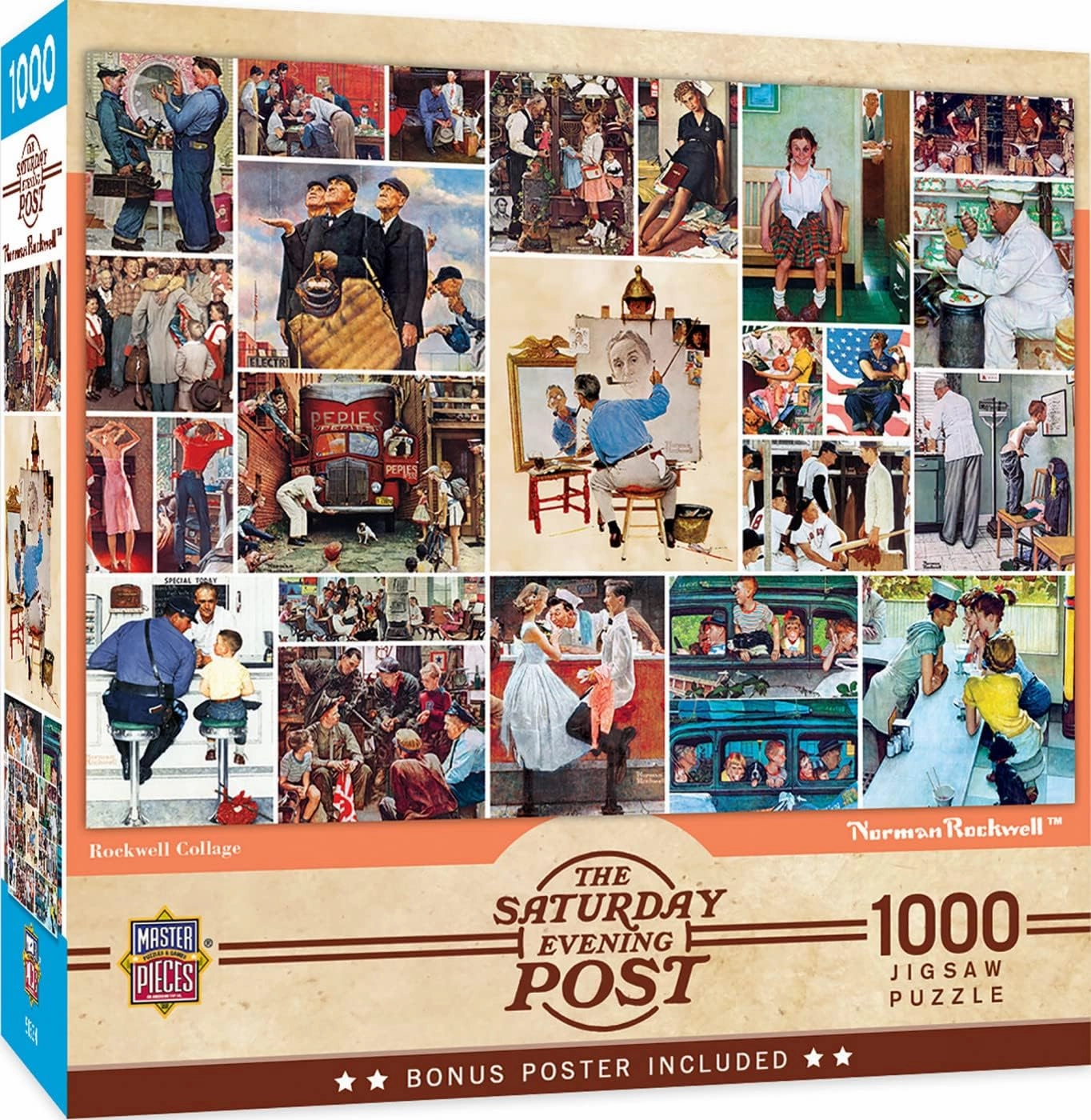 Masterpieces 1000 Piece Jigsaw Puzzle for Adults, Family, Or Youth - Rockwell Collage - 19.25"x26.75"