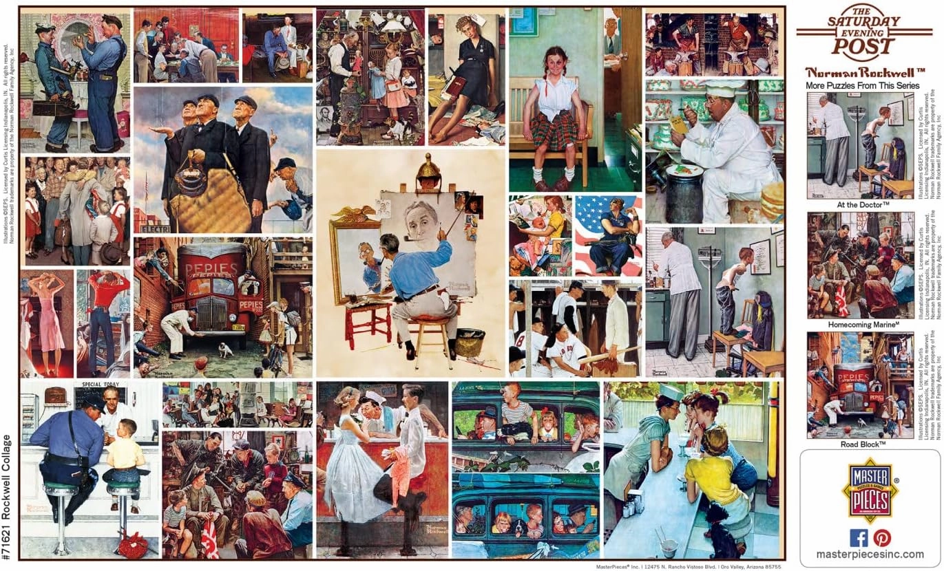 Masterpieces 1000 Piece Jigsaw Puzzle for Adults, Family, Or Youth - Rockwell Collage - 19.25"x26.75"