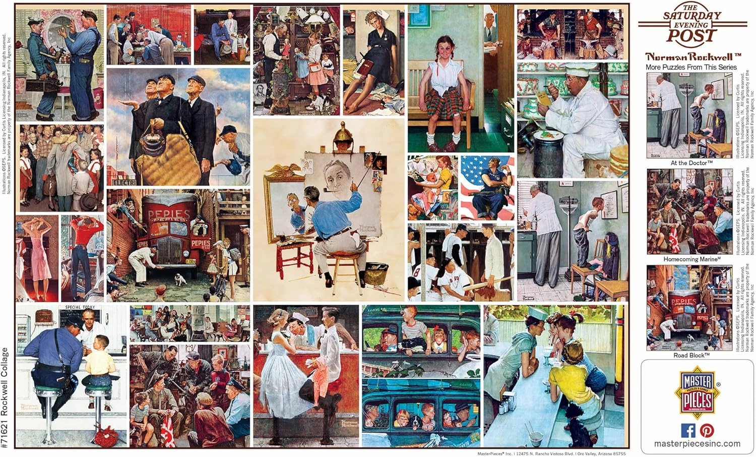 Masterpieces 1000 Piece Jigsaw Puzzle for Adults, Family, Or Youth - Rockwell Collage - 19.25"x26.75"
