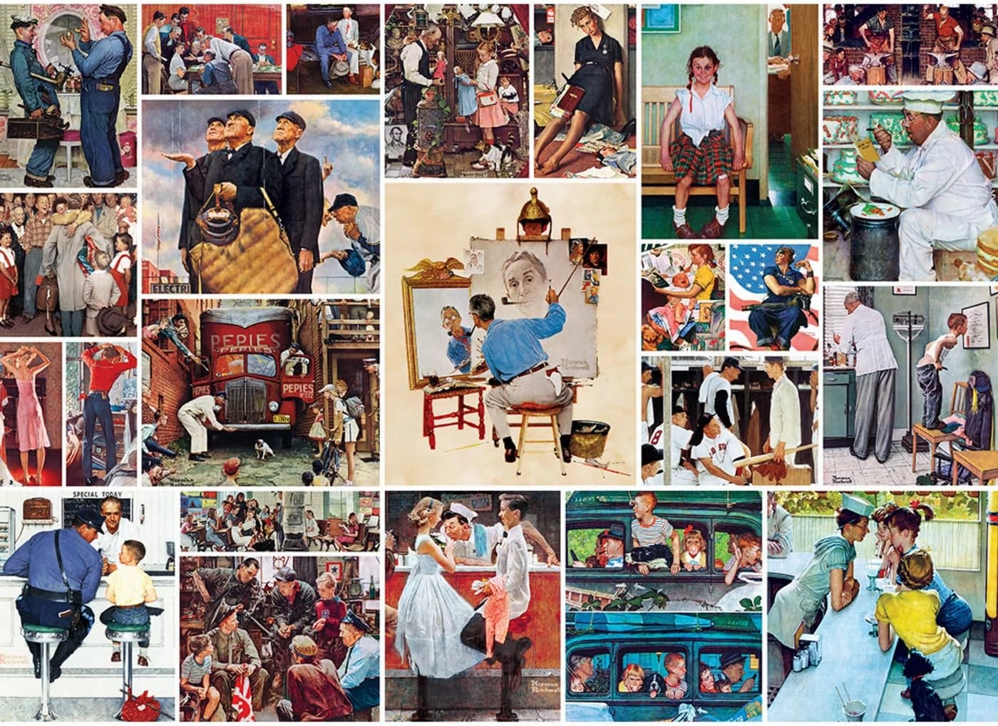 Masterpieces 1000 Piece Jigsaw Puzzle for Adults, Family, Or Youth - Rockwell Collage - 19.25"x26.75"