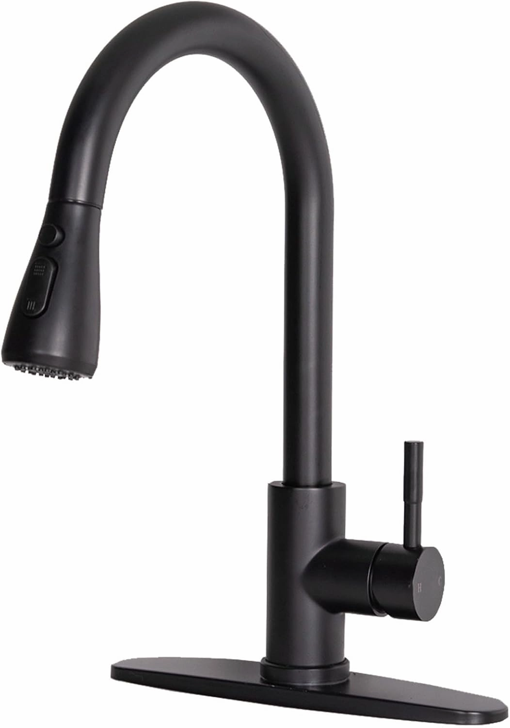 Matte Black Kitchen Faucet with Pull Down Sprayer, Single Handle Pull Out Kitchen Faucet, Stainless Steel Kitchen Sink Faucet for Bar Laundry RV Farmhouse