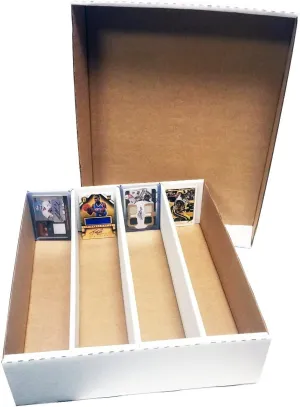 Max Protection (2 4 Row Trading Card Storage Box - Durable Cardboard Box for Sports, Card Collection - 200 lb. Test Strength, Full Lid Design. Made in the USA