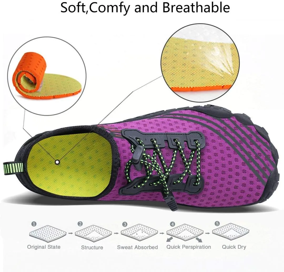 MAYZERO Water Shoes Men Women Swim Surf Shoes Beach Pool Shoes Wide Toe Hiking Aqua Shoes Winter House Slippers
