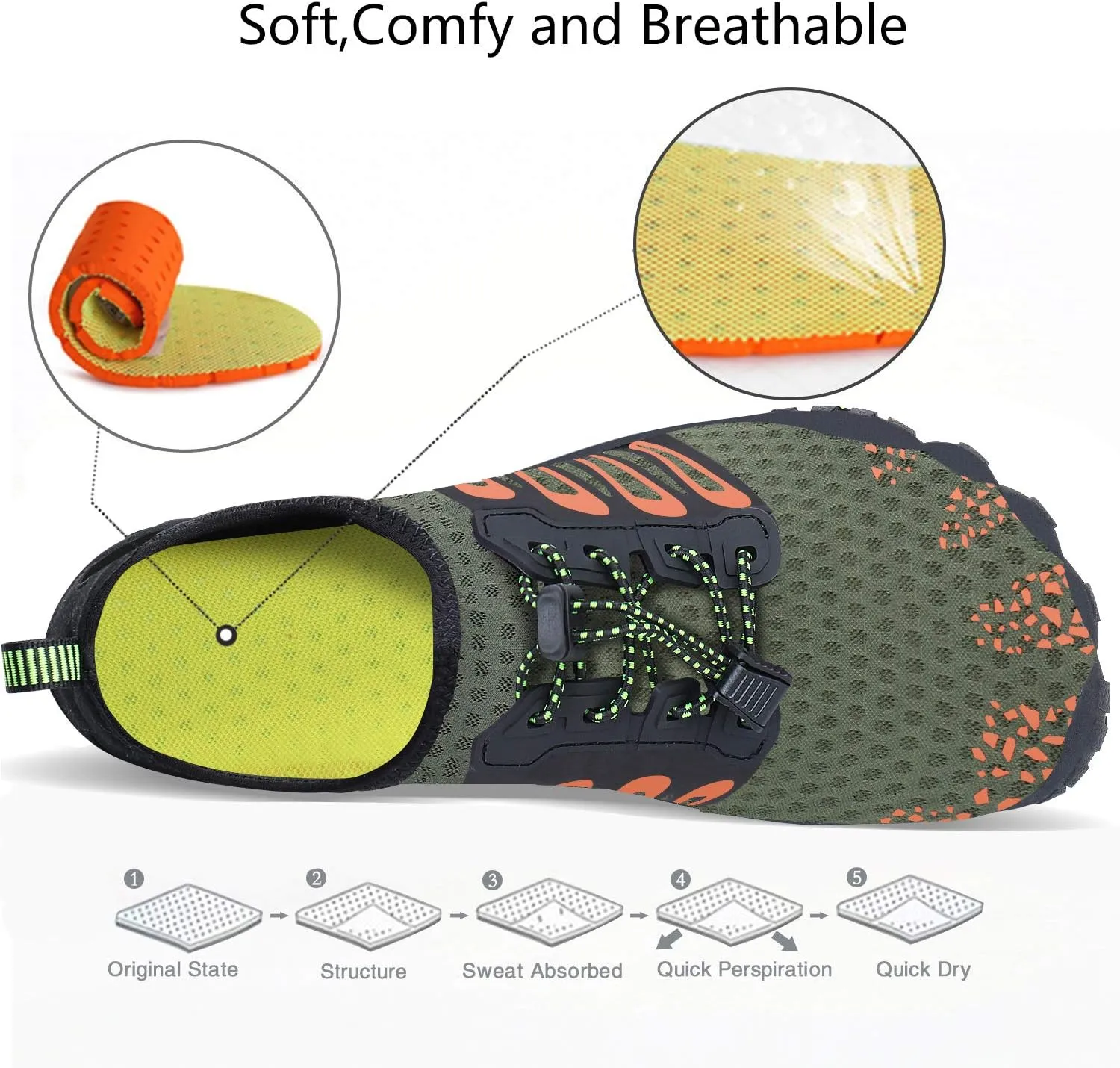 MAYZERO Water Shoes Men Women Swim Surf Shoes Beach Pool Shoes Wide Toe Hiking Aqua Shoes Winter House Slippers