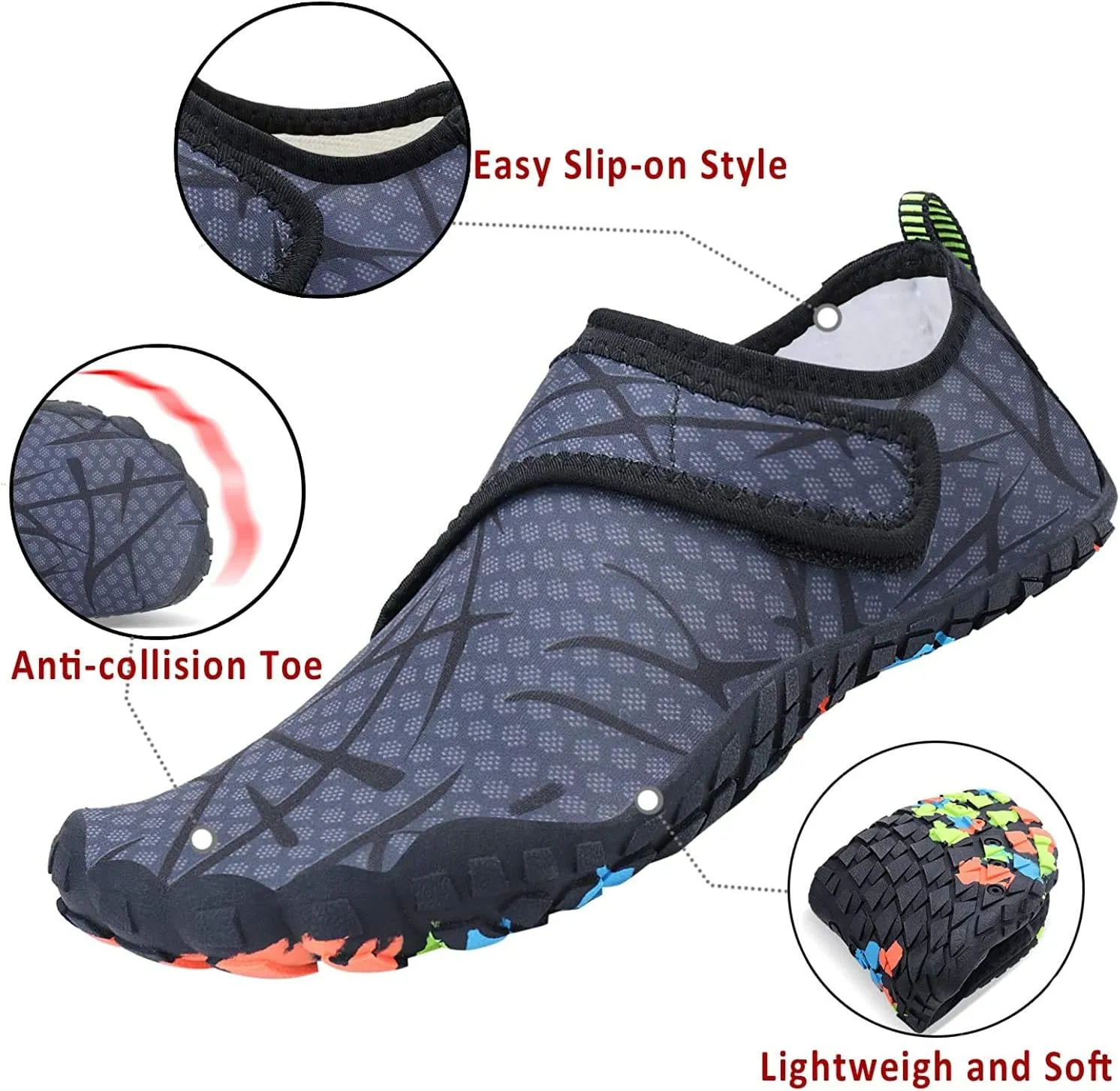MAYZERO Water Shoes Men Women Swim Surf Shoes Beach Pool Shoes Wide Toe Hiking Aqua Shoes Winter House Slippers