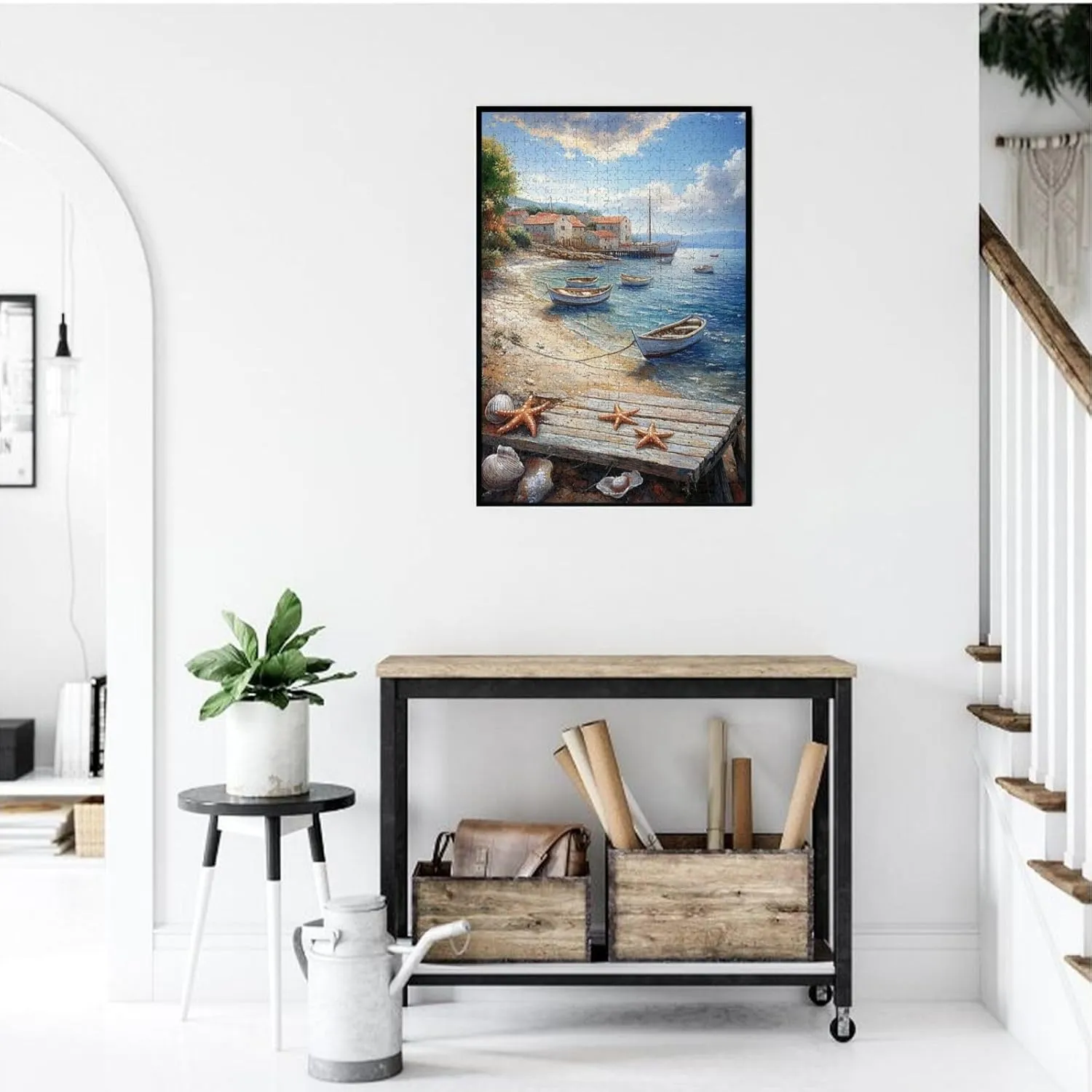 Mediterranean Seaside Fishing Villages, Vibrant Wall Art, Puzzles for Adults 1000 Pieces, Brainstorming Games and Party Stress relievers, Forget About The Worries of Life and School